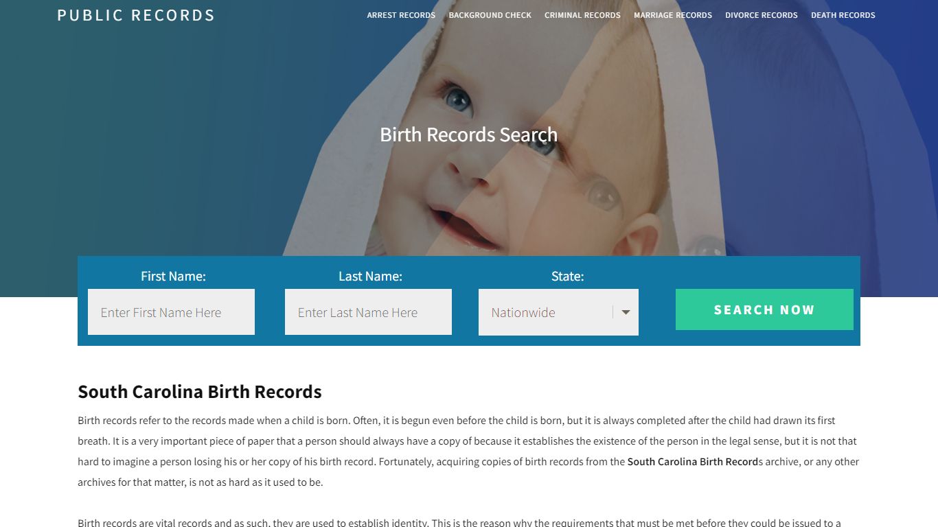 South Carolina Birth Records | Enter Name and Search ...